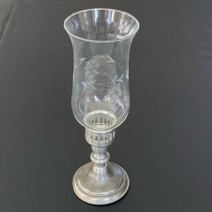 Vintage Empire Pewter Weighted Candlestick & Glass Hurricane